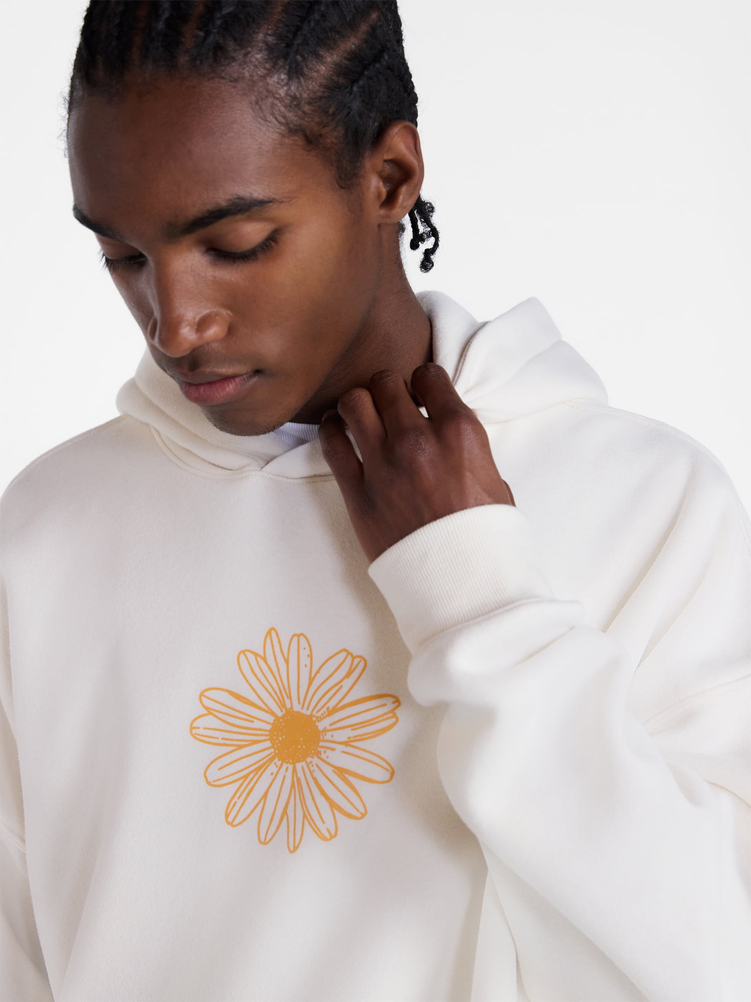 No Boundaries Floral Print Front and Back Graphic Fleece Hoodie, Men's Sizes XS-4XLT
