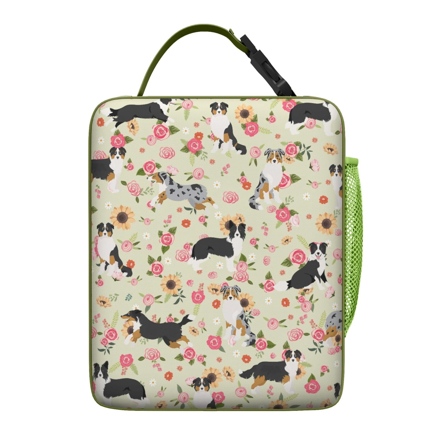 Funny Dog Illustration Lunch Box, Cartoon Puppy Print Insulated Cooler Bag, Adorable Pet Lover Tote for Office, Hiking, Travel, School