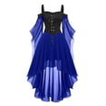thumbnail image 1 of Robes Style Gothique pour Femmes Grande Taille Robe Midi Élégante avec Manches Évasées Ourlet Irrégulier, 1 of 5