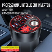 Car inverter 12V24V to 220V power converter multifunctional car socket charger mobile phone fast charging,black
