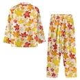 thumbnail image 3 of DISNIMO Maple Leaf Printed Womens Pajama Sets 2 Piece Pj Sets Loose Fits Nightwear with Long Pants Long Sleeve Sleepwear Button Down Comfywear Loungewear, 4XL, 3 of 7