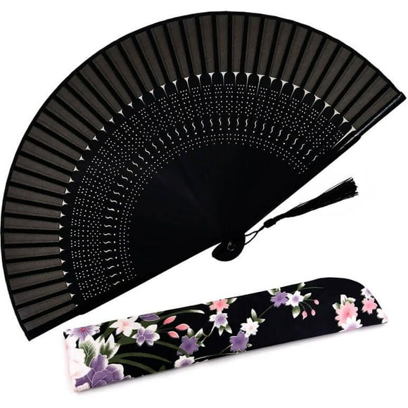 Abanico de mano Amajiji, encantador, elegante y moderno, de seda de bambú CZT-07