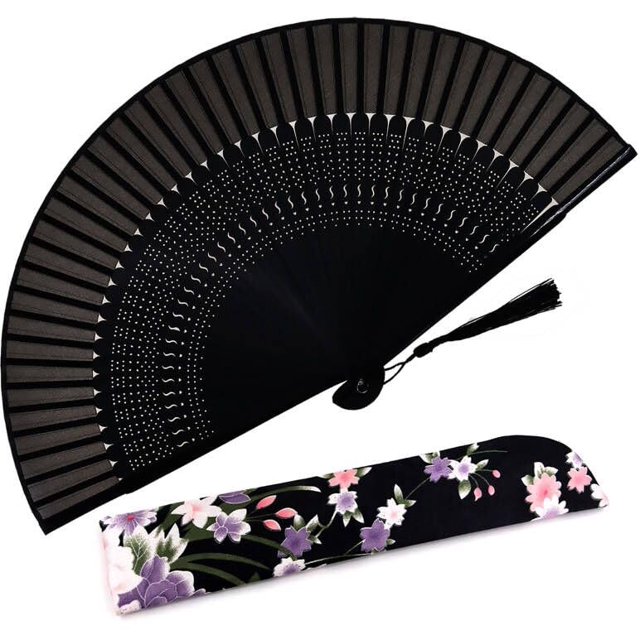 Abanico de mano Amajiji, encantador, elegante y moderno, de seda de bambú CZT-07