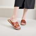 thumbnail image 4 of BLTIBY Women's Flat Slides Sandals, Summer Slippers Comfortable Braided Strap Round Open Toe Solid Colour Casual Beach Shoes for Women Brown 4.5, 4 of 7