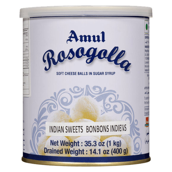 Amul Rosogolla - Bonbons Indiens (en conserve Rosogulla) 1Kg (14 Pieces)