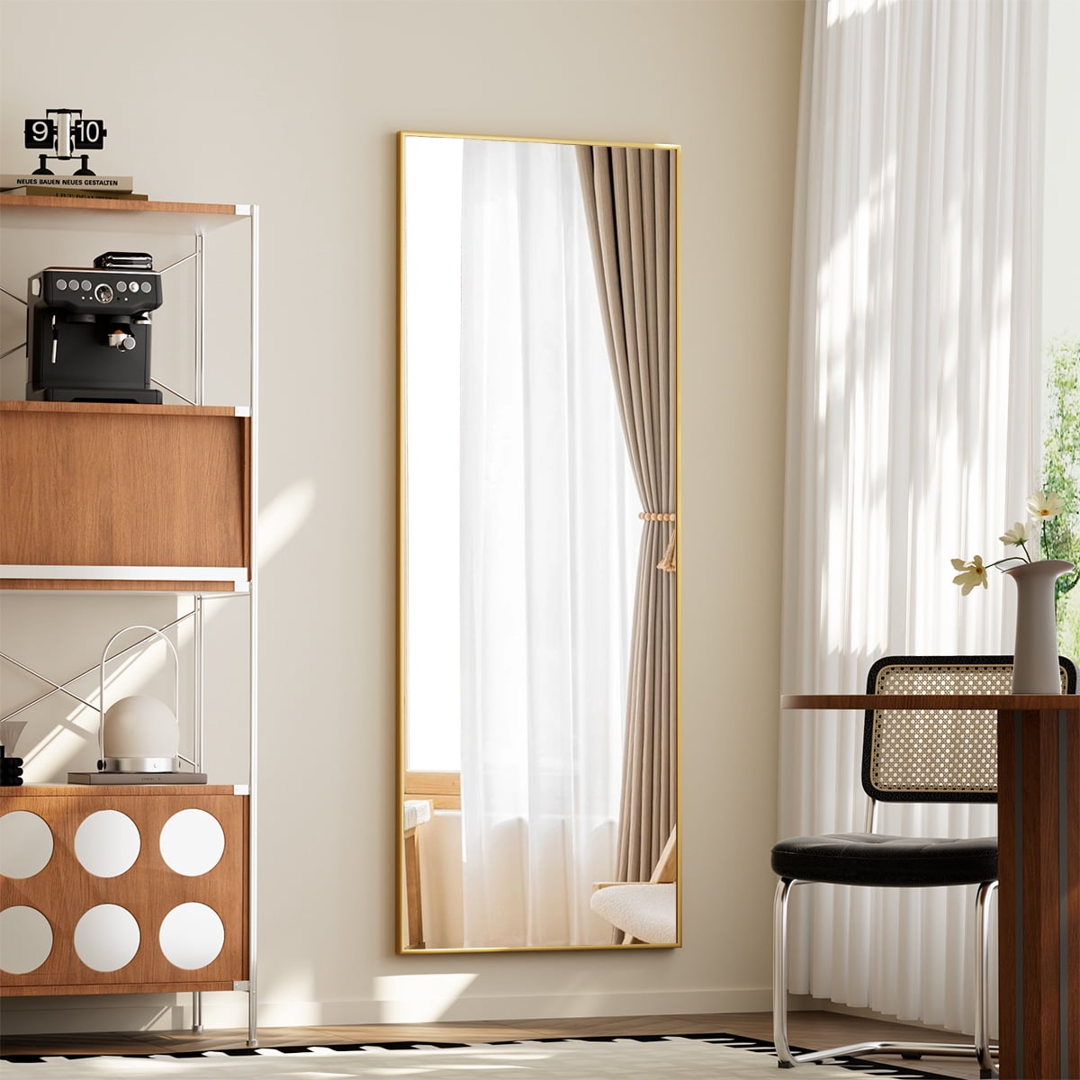 Easy4Home 56"x21" Rectangular Full Length Mirror Freestading Full Body Floor Mirror, Gold