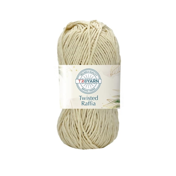 Troyarn Twisted Raffia Yarn for Crafting and Design,Raffia for Creative Projects, Soft Beach Bag,Hat, Hand Knitting Handbags Medium(4) 100% Polyester / 3.52 Oz(100g) / 109 Yd (100m) (11802 - Cream)