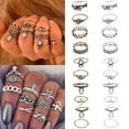thumbnail image 2 of AYYUFE 10Pcs Women's Punk Vintage Hollow Flower Jewelry Midi Knuckle Rings Set Alloy, Rhinestone Gold, 2 of 5