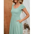 thumbnail image 5 of Yesfashion Wholesale Women's Casual Round Neck Short Sleeve Midi Dress Stretchy Waist Long Dress, 5 of 8