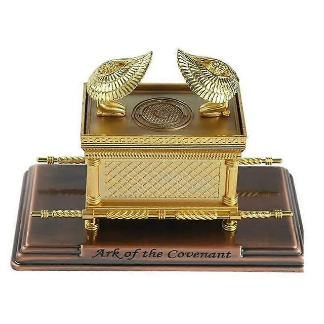 Practical Israel Judaism Alloy The Ark of Covenant Replica Statue Gold Plated With Contents Aaron Rod