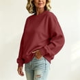 thumbnail image 6 of Womens Crewneck Pullover Tops Long Sleeve Solid Color Lightweight Casual Sweatshirts, 6 of 6
