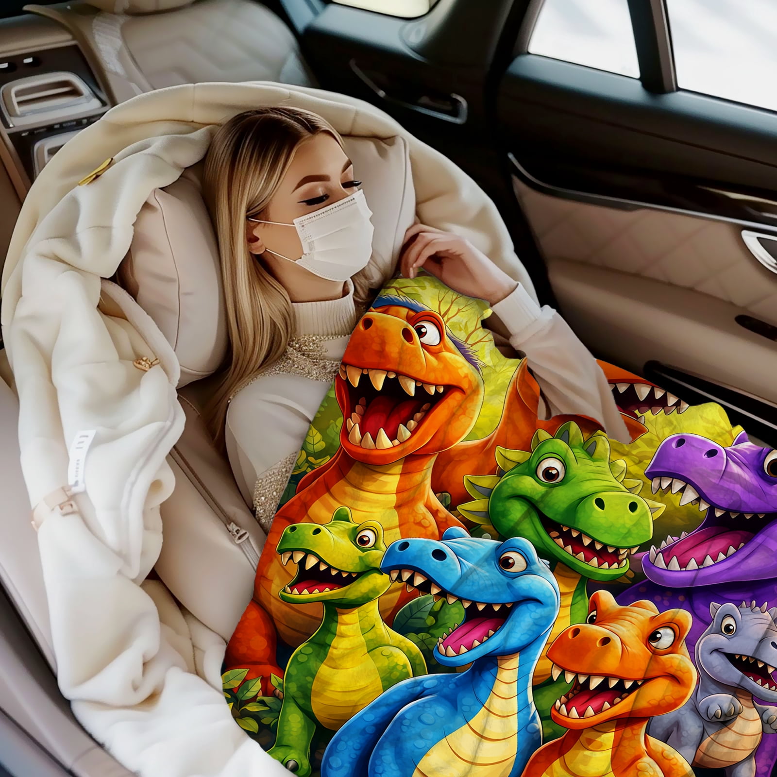 Dinosaur Blanket Throw Cute Dinosaurs Stuff Blankets Plush Cozy Soft Flannel Bedding Dinosaurs Gifts for Dinosaur Lovers Women Adults Sofa Couch Bed Room Decor 50"X40"