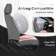 thumbnail image 4 of Coverado Car Seat Covers Full Set, Stylish Faux Leather Front and Back Seat Protectors, Automotive Interior Accessories Universal Fit for Most Cars, Gray & Pink, 4 of 9