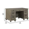thumbnail image 4 of Benjara 7 Drawer Wooden Traditional Plank Executive Desk with Bun Feet, Taupe Brown, 4 of 5