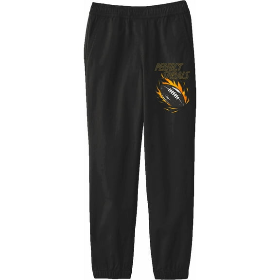 Perfect Spirals Flaming Football Youth Black Jogger Pants-Medium