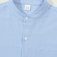 thumbnail image 5 of WTOBBY Men's Cotton Linen Blend Business Shirt Slim Fit Solid Color Stand Collar Long Sleeve Button Front Pocket Casual Office Breathable Top,Light Blue 2XL, 5 of 8