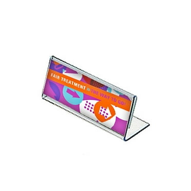 Azar 112761 8.5" W x 3.5" H L-Shaped Acrylic Sign Holder, 10Pack
