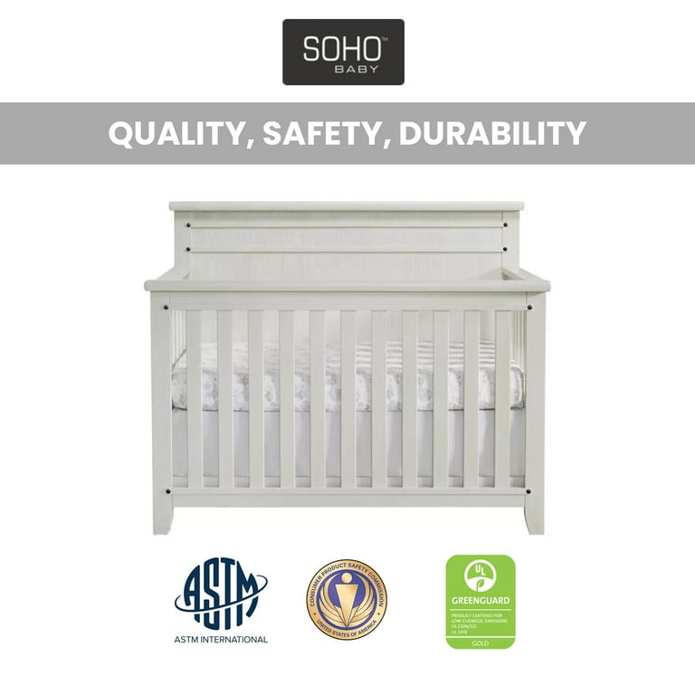 Soho Baby Morrison 4-in-1 Convertible Crib, Rustic White