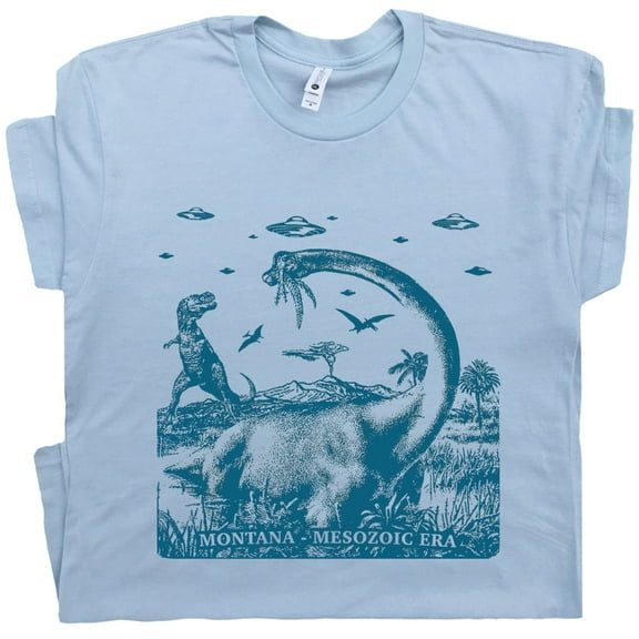 Montana Dinosaur T Shirt Weird UFO Shirts Cool Jurassic Graphic for Men Women Vintage Tyrannosaurus T Rex National Park Tee