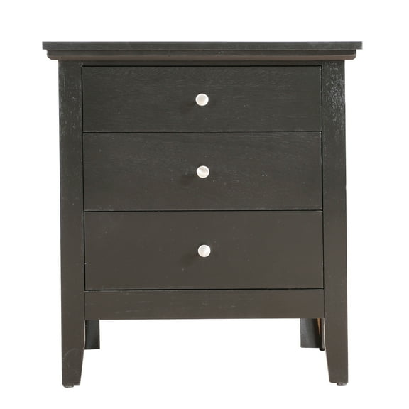 Solid Wood Nightstand - 24" Wide Bedroom Furniture - Black Finish