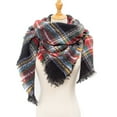 thumbnail image 3 of Hontri Scarf in Clearance, Ladies' Plaid New Thorn Square Scarf Ladies' Plaid Triangle Scarf, Female Black A, 3 of 8