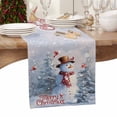 thumbnail image 6 of Merry Christmas Cotton Linen Table Runner for Dining Kitchen, Winter Snowman Xmas Tree Red Bids Snowfall Wedding Outdoor Party Tablerunners Decor, Dresser Scarf Coffee Tablecloth Runners 13"x108", 6 of 9