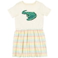 thumbnail image 3 of Inktastic Cute Sleepy Alligator Green Alligator Design Girls Toddler Dress, 3 of 5