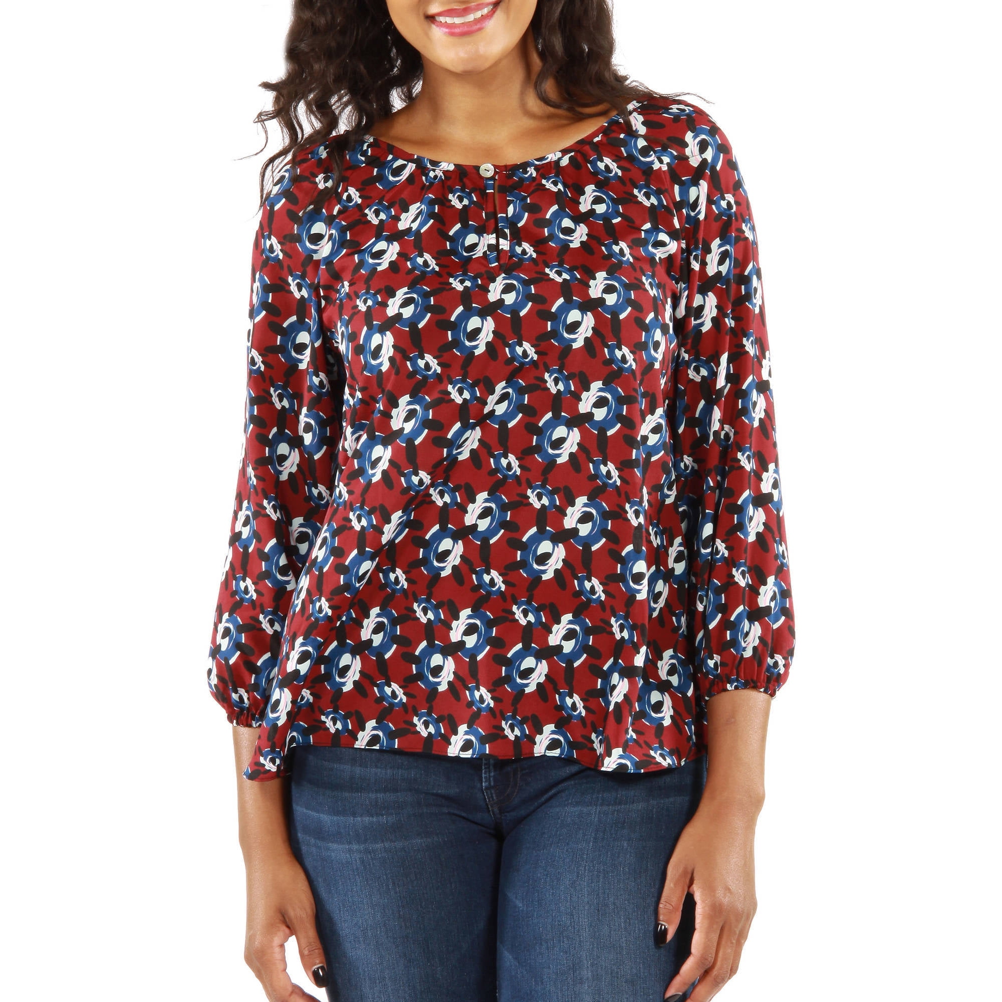 24/7 Comfort Apparel Women's Red, White and Blues Lightweight Top