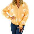 thumbnail image 1 of Cardigan Décontracté pour Femme à Col en V, Manches Longues, Veste Chandail avec Motif Floral, Stylé, Confortable, Tricot Léger, 1 of 9