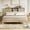 Natural, variant on Eastvita King Size Rattan Bed Frame with Storage Shelves, Boho Solid Wood Platform, Sliding Shelf, Noise-Free, Beige