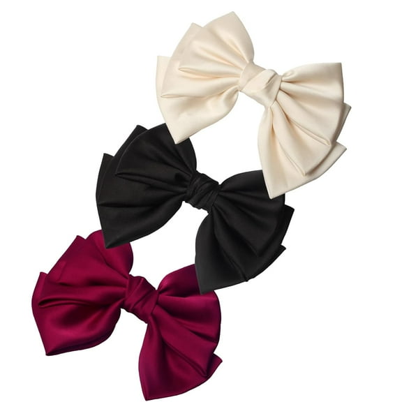 LinYooLi Big Bow Barrette Clips for Women Satin Solid Bow Hair Clips Big Bowknot Hairpin Large Bow Barrettes Pack of 3