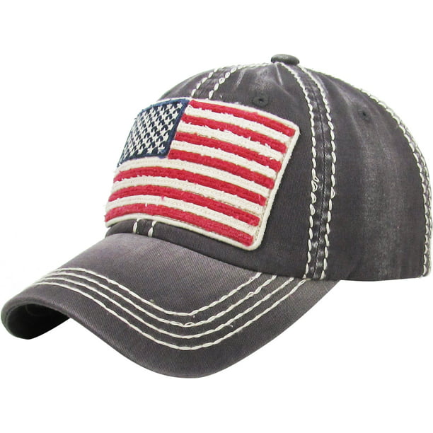USA Flag Vintage Distressed Washed Baseball Hat Cap - Walmart.com ...