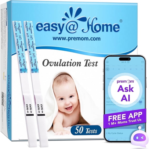 Easy@Home Ovulation Test Predictor Kit : Fertility Test for Women (Width of 5mm), Fertility Monitor Test Strips, 50 LH Strips