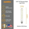 thumbnail image 3 of Sunlite LED Filament T8 Tubular Light Bulb, 5 Watts (40W Equivalent), Medium E26 Base, Dimmable, Clear, UL Listed, 2700K Warm White, 6-Pack, 3 of 4