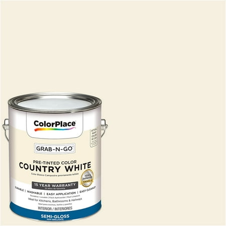 ColorPlace Pre Mixed Ready To Use, Interior Paint, Country White, Semi-Gloss Finish, 1