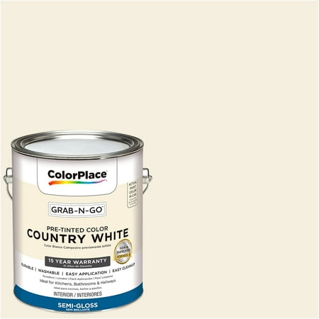 ColorPlace Pre Mixed Ready To Use, Interior Paint, White, Semi-Gloss Finish, 1