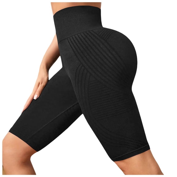 idosla 3D Anti Cellulite Leggings for Women Slim Compression Bermuda Short Push-Up Sculpting Yoga Pants Fitness Workout Short (Black, S)
