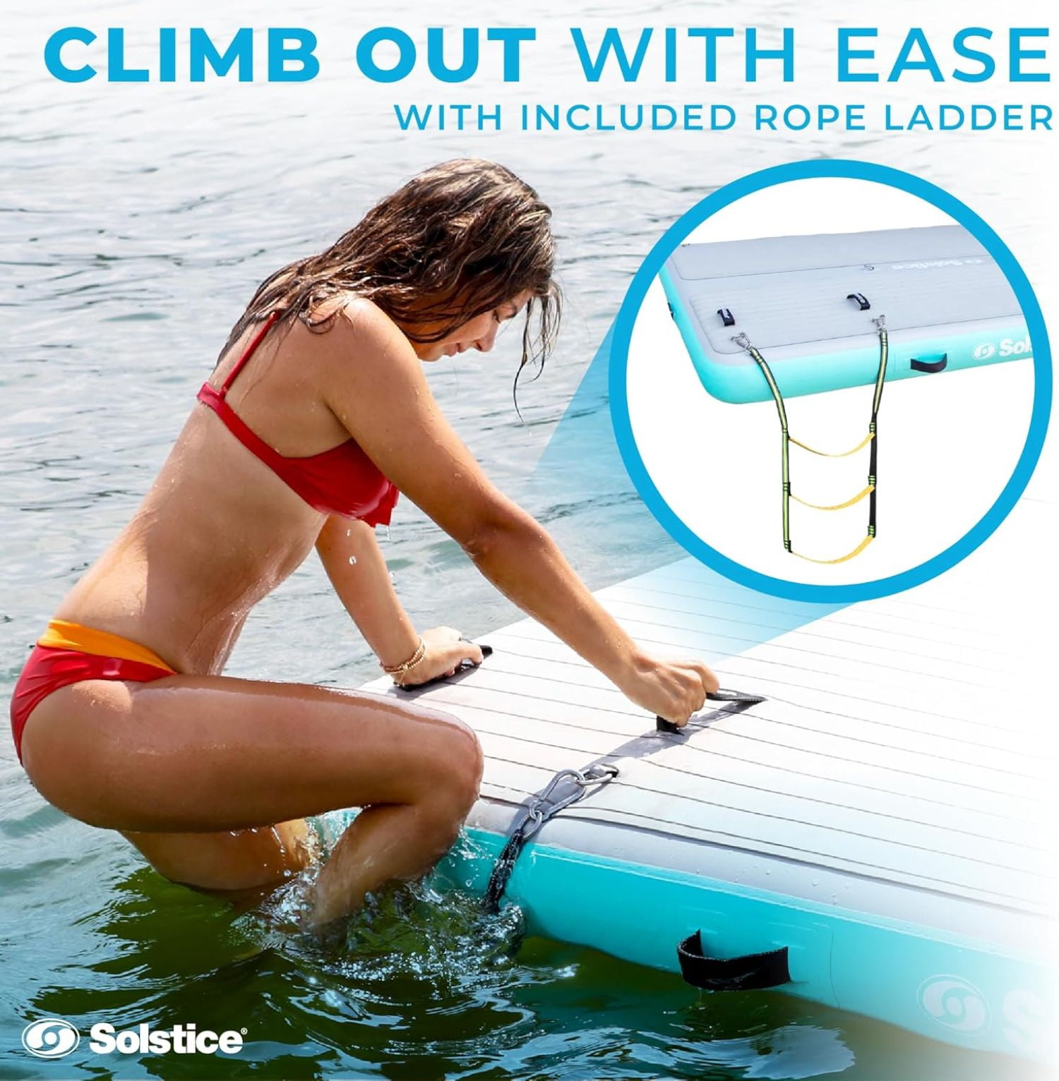 Swimline Inflatable Luxe Dock with Traction Pad and Ladder - 10' x 8'