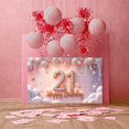 thumbnail image 2 of Glittering Design 21st Birthday Banner Floral Decoration Celebration Backdrop for Party Indoor Wall Decor, 2 of 8