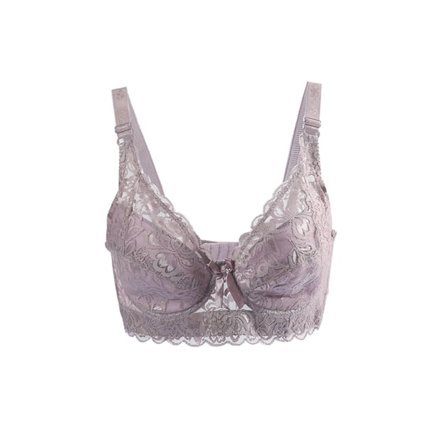 SOSTENES CHIC para Mujeres Copas Completas Transpirables Confort Encaje Floral Cobertura Completa Sin Almohadillas Con Aros 44/100 Ajuste 42B/C Ciruela