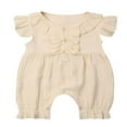 thumbnail image 1 of Baby Girl Romper Jumpsuits Button Short Sleeve Solid Clothes, 1 of 5