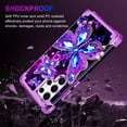 thumbnail image 6 of Casetego for Samsung Galaxy S22 Ultra 5G Case,Glow in The Dark Three Layer Heavy Duty Shockproof Protection Hard Plastic Bumper+Soft Silicone Case for Galaxy S22 Ultra 6.8 inch,Dark Butterfly, 6 of 7