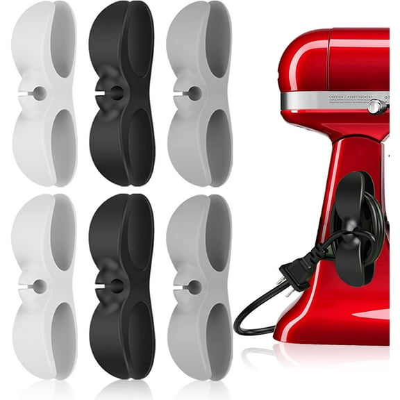 Cord Organizer for Appliances, 6PCS Kitchen Appliance Cord Winder,Newest Designed Cord Holder,Cord Wrapper, Cord Keeper Stick Firmly for Coffee Maker Pressure Cooker(Black,White,Grey)\u2026
