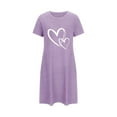 thumbnail image 4 of Royisotas Short Sleeve Nightgowns for Women Plus Size Sleepshirts Purple Print Womens Nightshirts Crewneck, 4 of 4