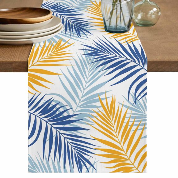 Table Runners 36 Inches Long Dress Scarves, Tropical Palm Leaves Farmhouse Kitchen/Dining Table Decor Table Runner, Short Coffee Tablerunners, Summer Botanical Boho Watercolor 13x36 Inch