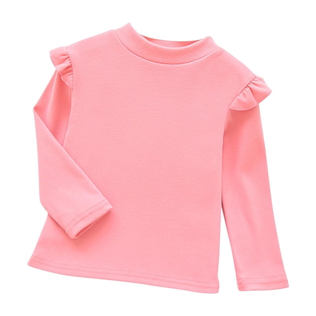Timegard Girls Clothes Toddler Ruffle Long Sleeve Comfy Cute Pullover Tops Lightfleece Comfy Fall Clothing