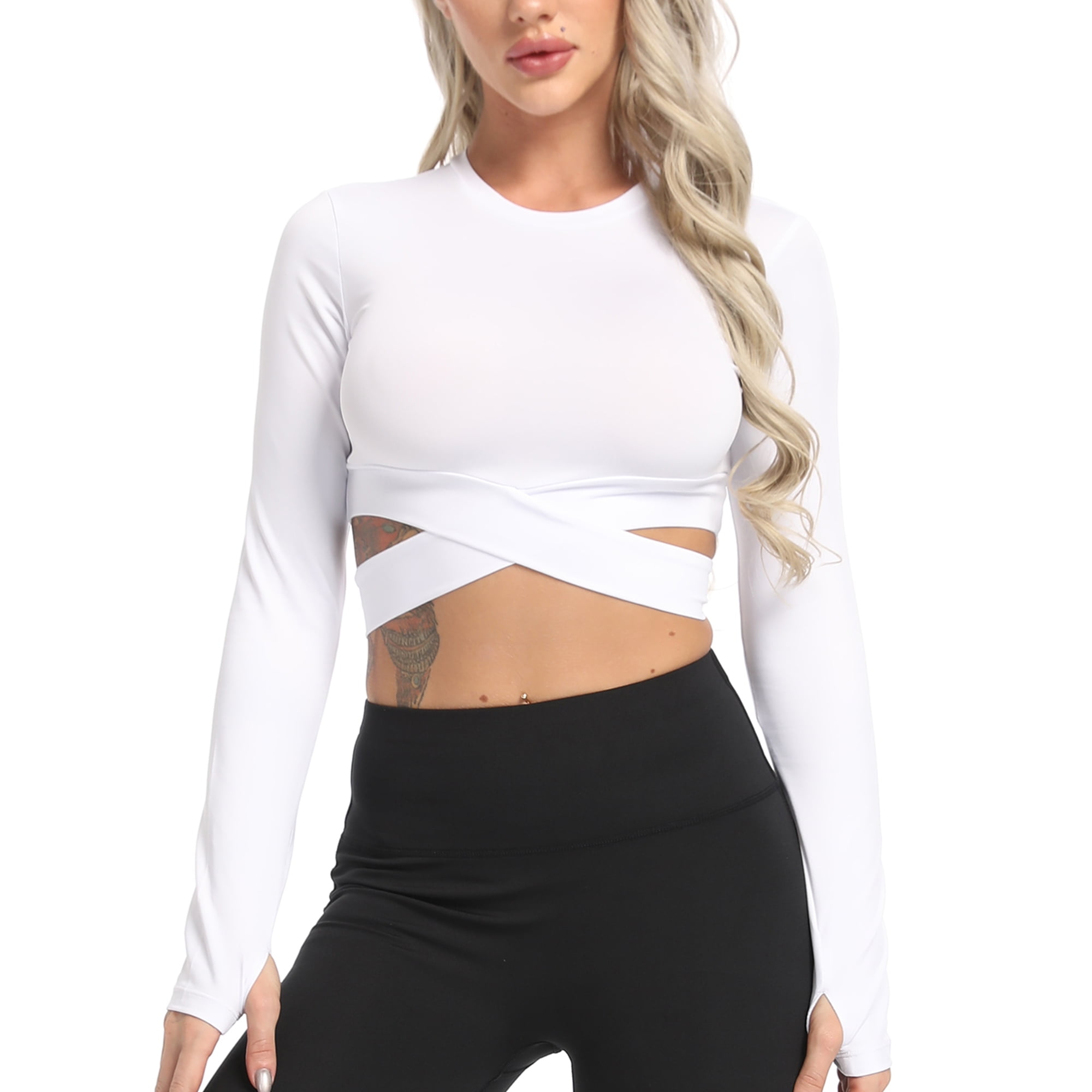 Authentic Guaranteed FITTOO W’s Crop Tops Long S Ar Wt Yoga Gym Top L T ...