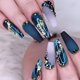 thumbnail image 2 of Juego de 24 piezas de uñas postizas largas de mármol, forma de ataúd de cristal, pegatinas for uñas de color verde oscuro, uñas postizas acrílicas, con pegatinas de pegamento (24 piezas), 2 of 6
