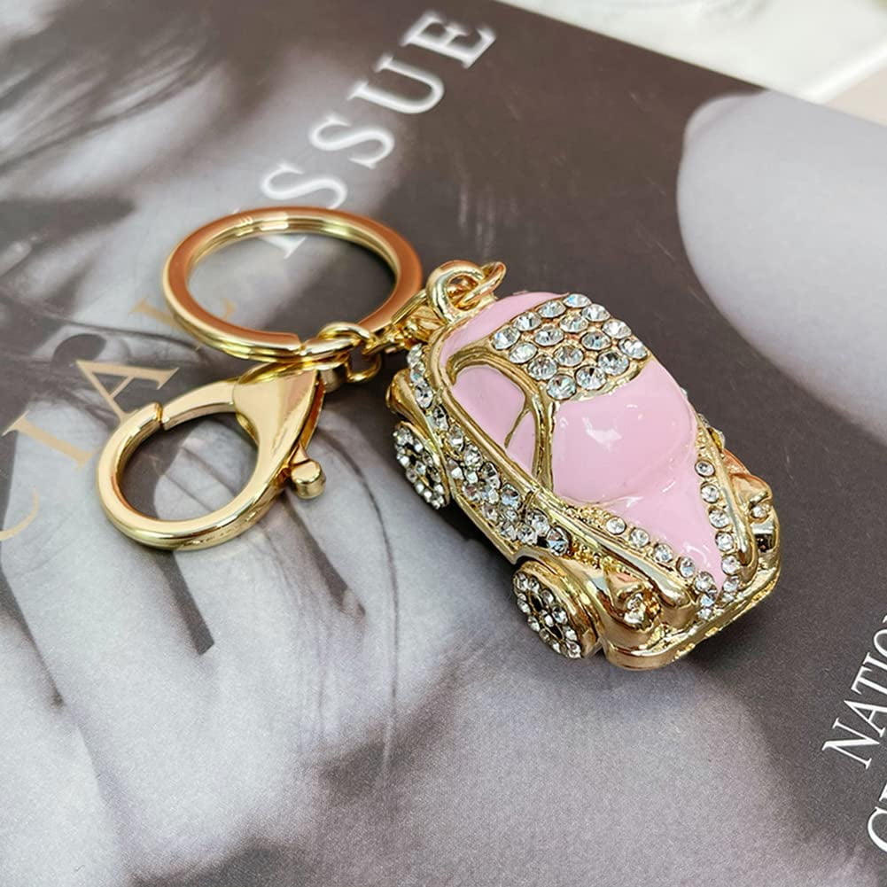 Bling Keychain Full Diamond Car Shape Keychain Creative Fashion Rhinestone Keyring Pendant Shining Ornament for Wallet Bag Walmart