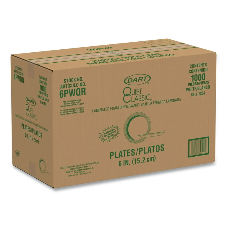 Quiet Classic Laminated Foam Dinnerware Plates, 6 Inches, White, Round, 125/Pack, Sold as 1 Carton, 1000 Each per Carton Quiet Classic Laminated Foam Dinnerware Plates, 6 Inches, White, Round, 125/Pack, Sold as 1 Carton, 1000 Each per Carton